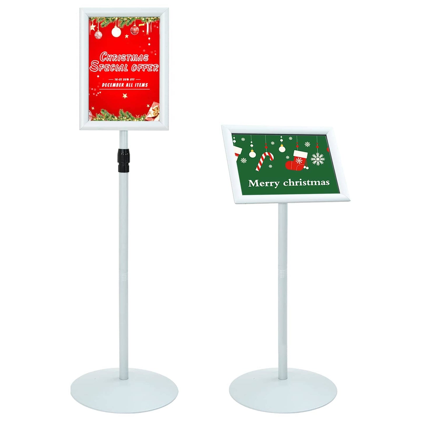 Pedestal plakatstativ sølv 33 x 33 x 123 cm PVC og stål