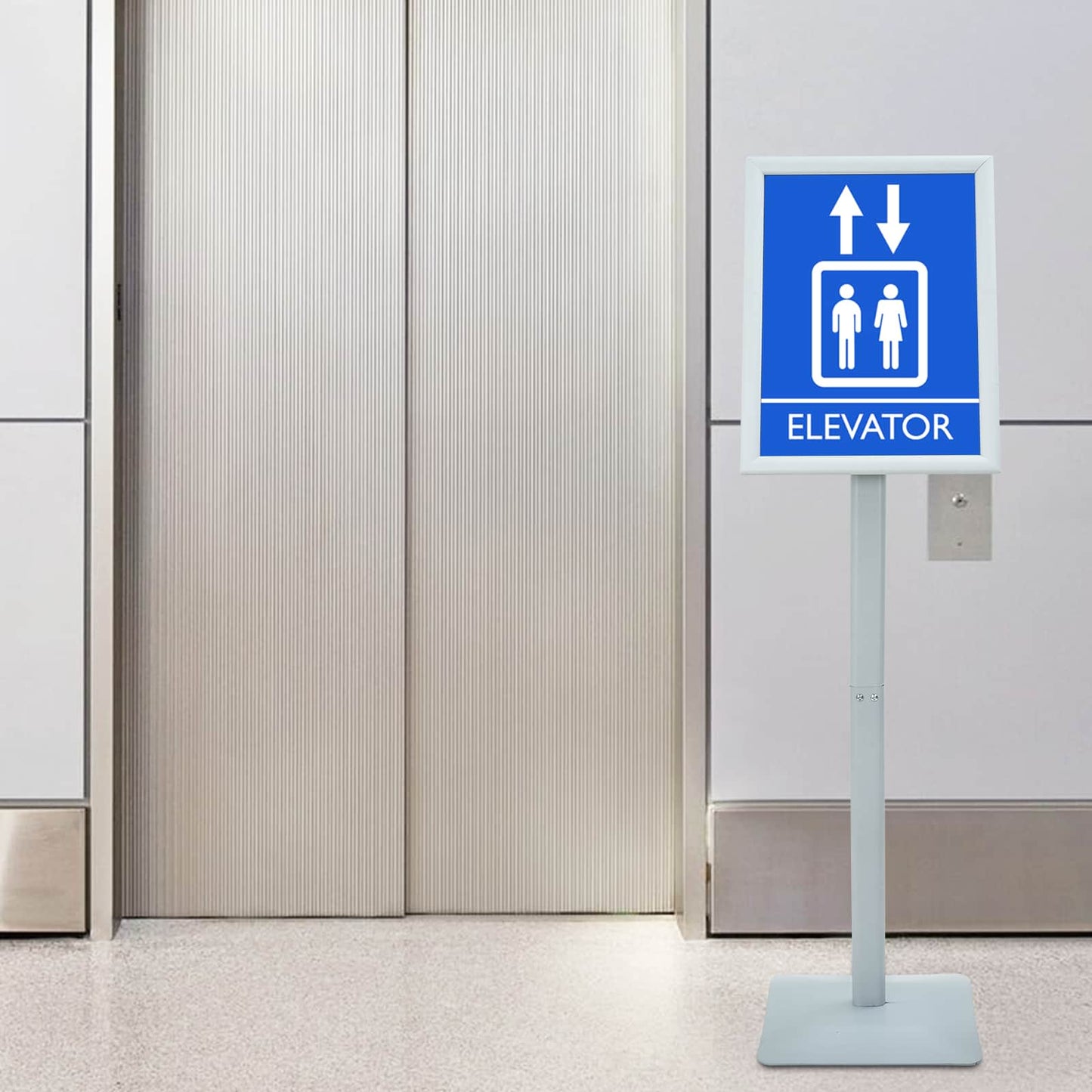 Pedestal plakatstativ sølv 32,5 x 27 x 126 cm Gjutjern