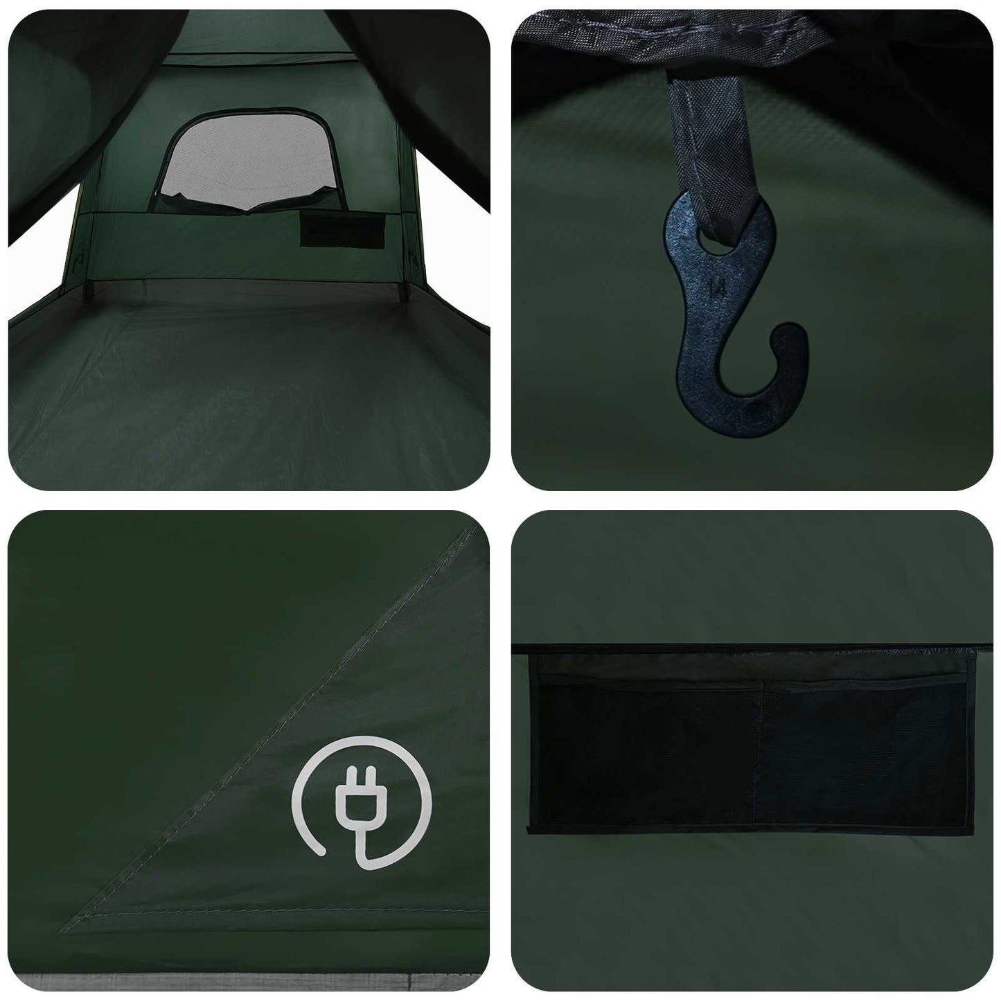 Familietelt med tak Army grønn 320 x 210 x 180 cm Polyester