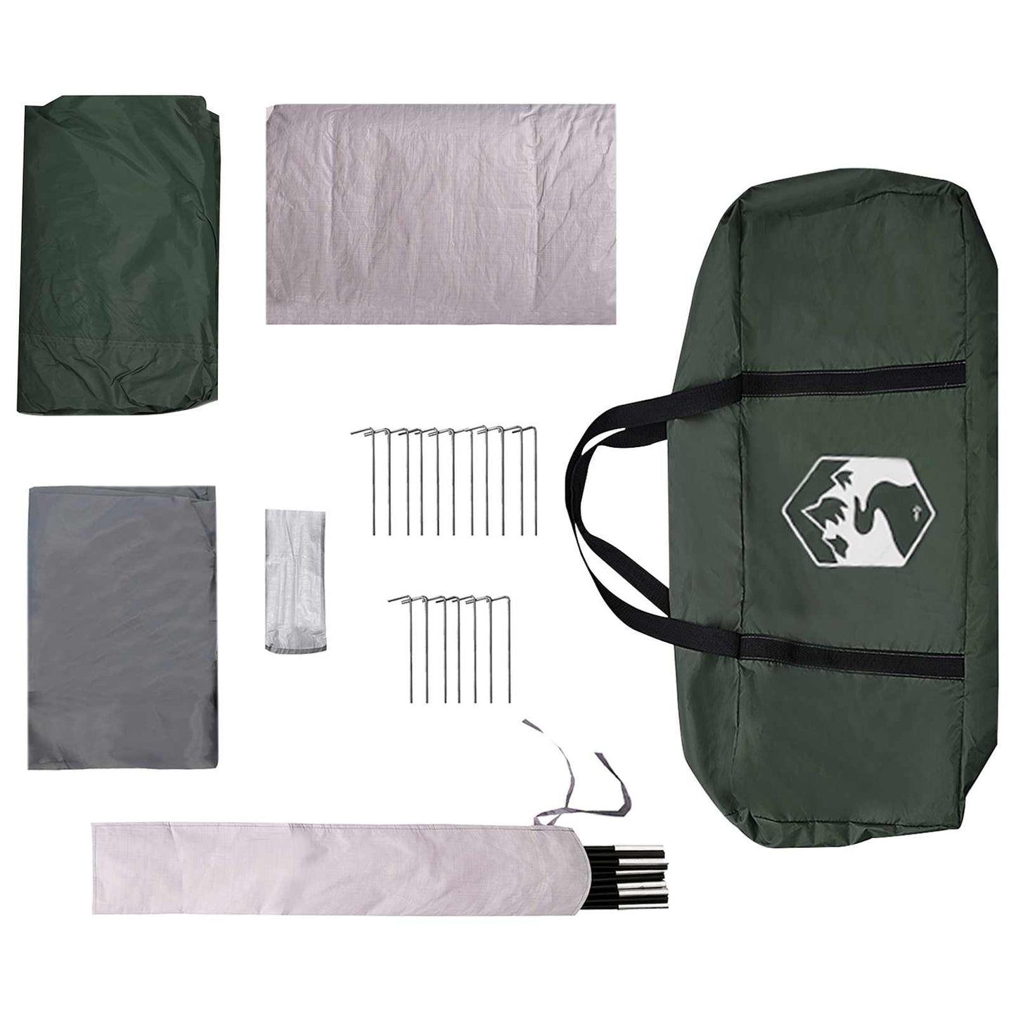 Familietelt Army grønn 500 x 400 x 230 cm Polyester og stål