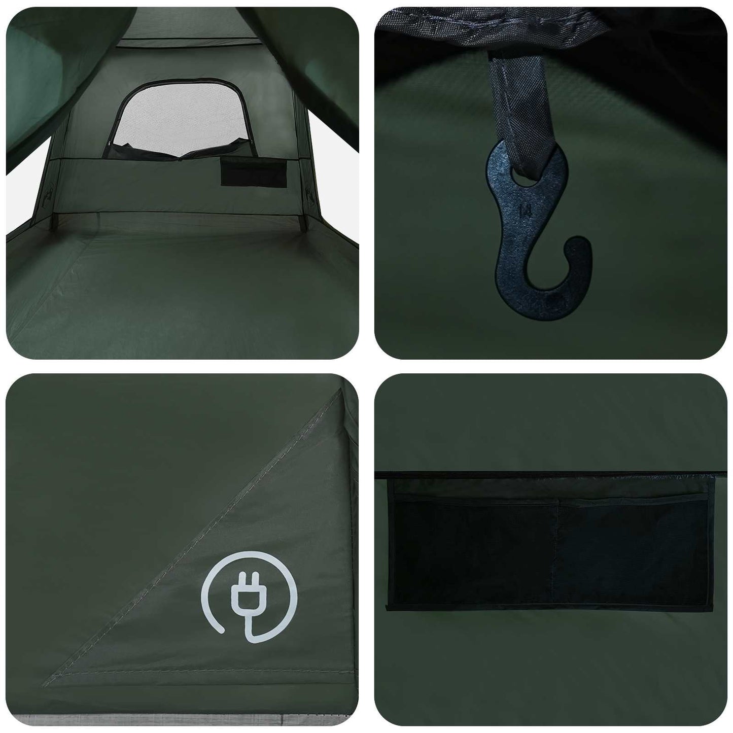 Familietelt Army grønn 500 x 400 x 230 cm Polyester og stål