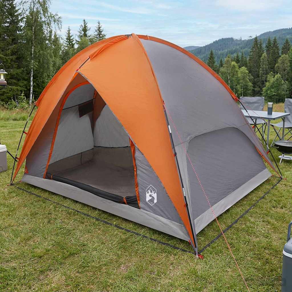 Camping Telt med Regntrekk Vanntett Kuppel Grå og Oransje
