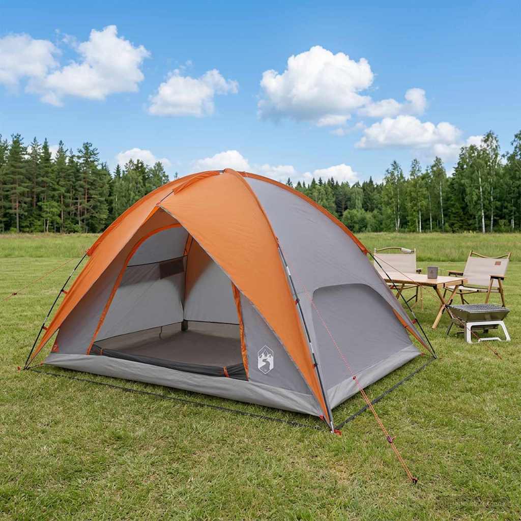 Camping Telt med Regntrekk Vanntett Kuppel Grå og Oransje