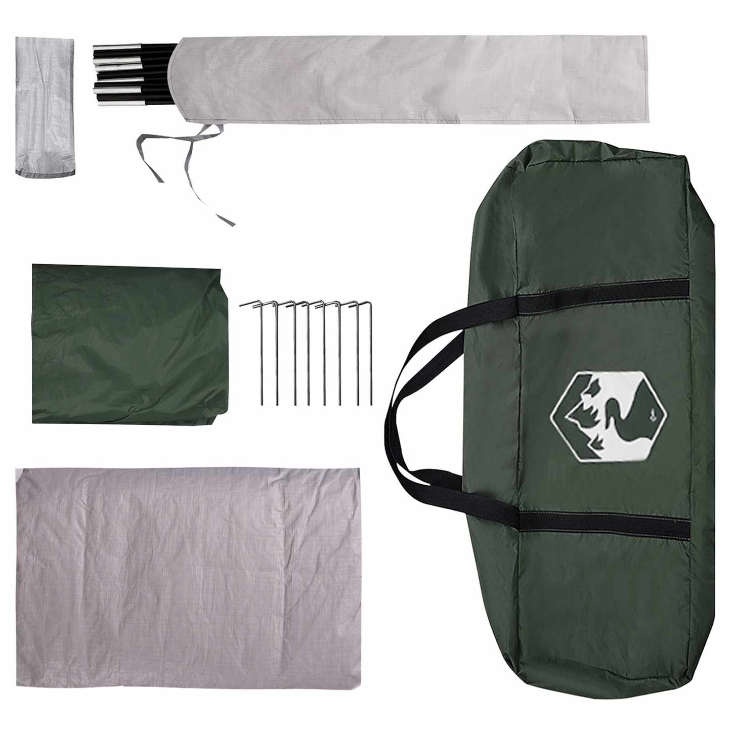 Baksetetelt med regntak Vanntett Army grønn 250 x 250 x 220 cm