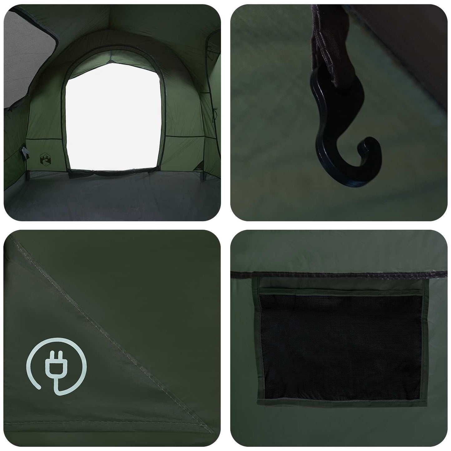 Baksetetelt med regntak Vanntett Army grønn 250 x 250 x 220 cm