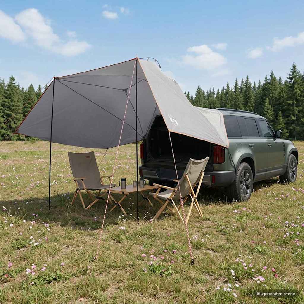 Bil telt med tak Grå og Oransje 350 x 250 cm Polyester og stål
