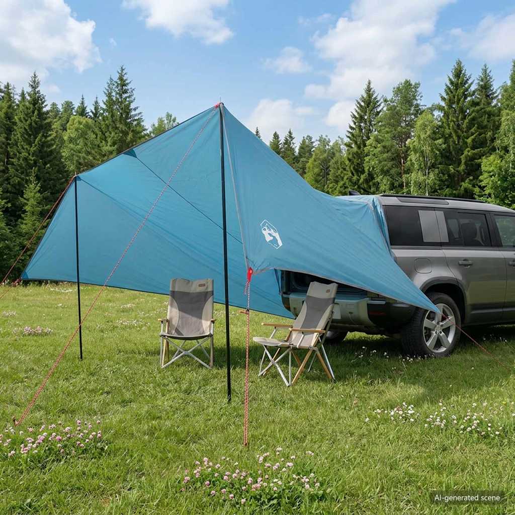 Bilmarkise med tak Blå 518 x 580 x 215 cm Polyester og stål