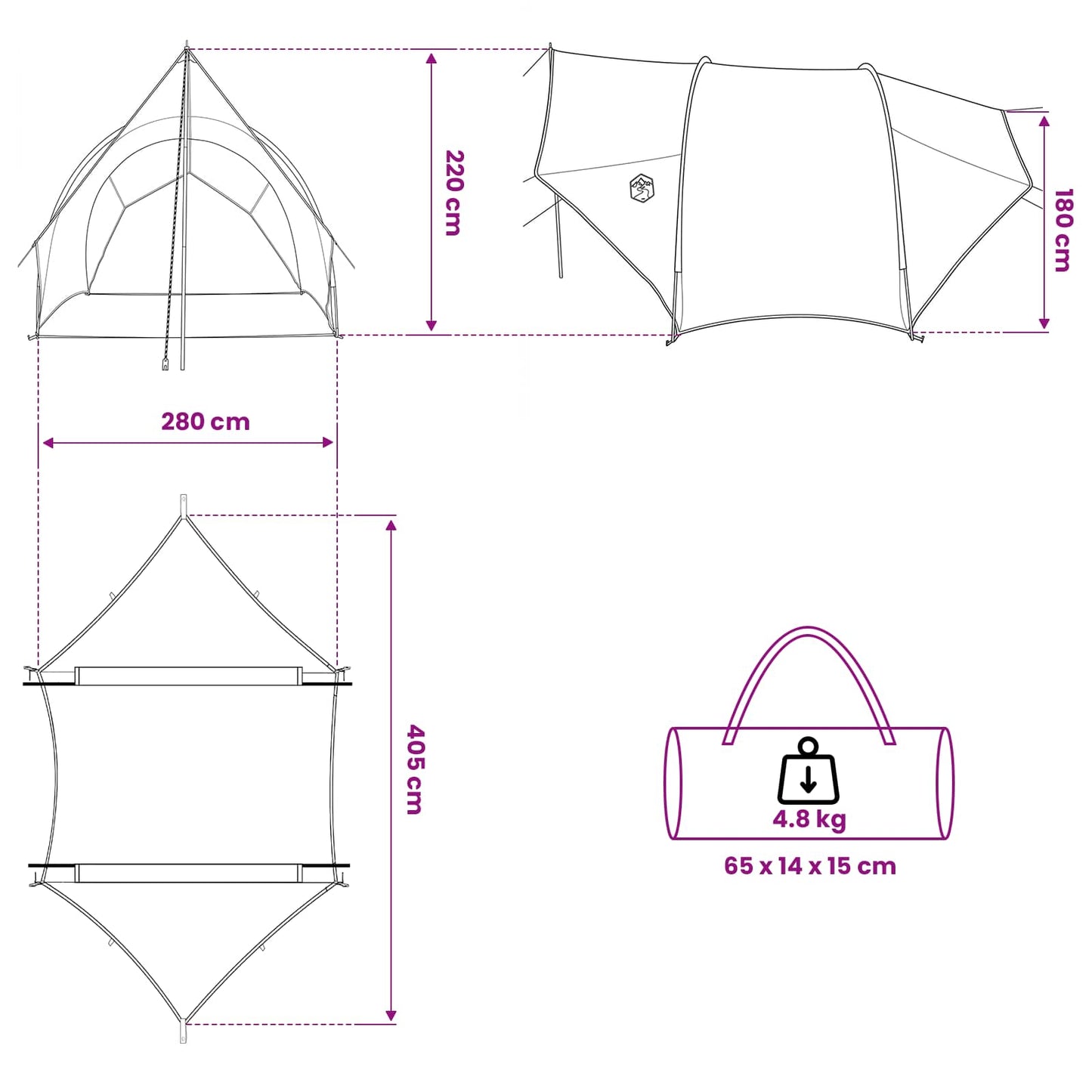 Bakluke Markise Vanntett Blå 405 x 280 x 220 cm