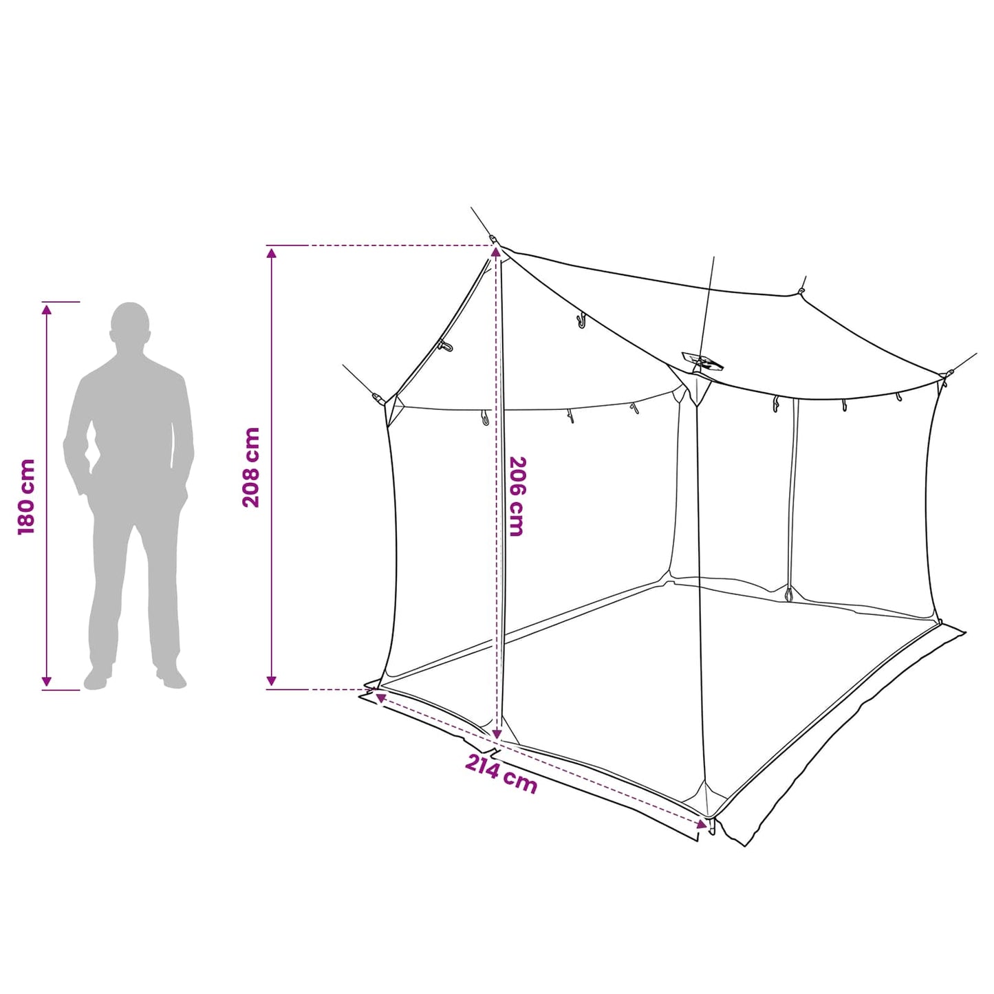 Camping tarp med nettingvegger Grønn 270 x 210 x 210 cm