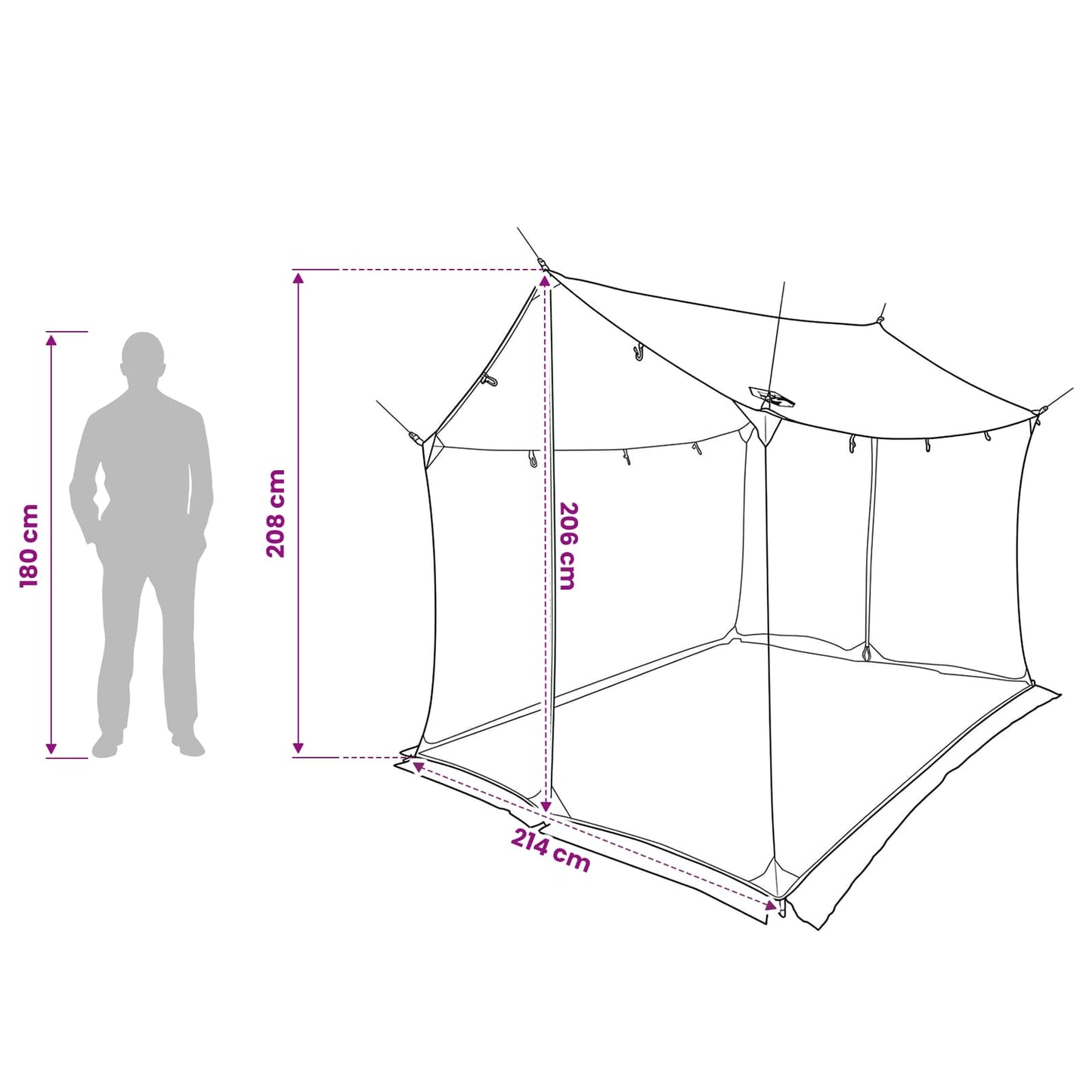 Camping tarp med nettingvegger Blå 270 x 210 x 210 cm