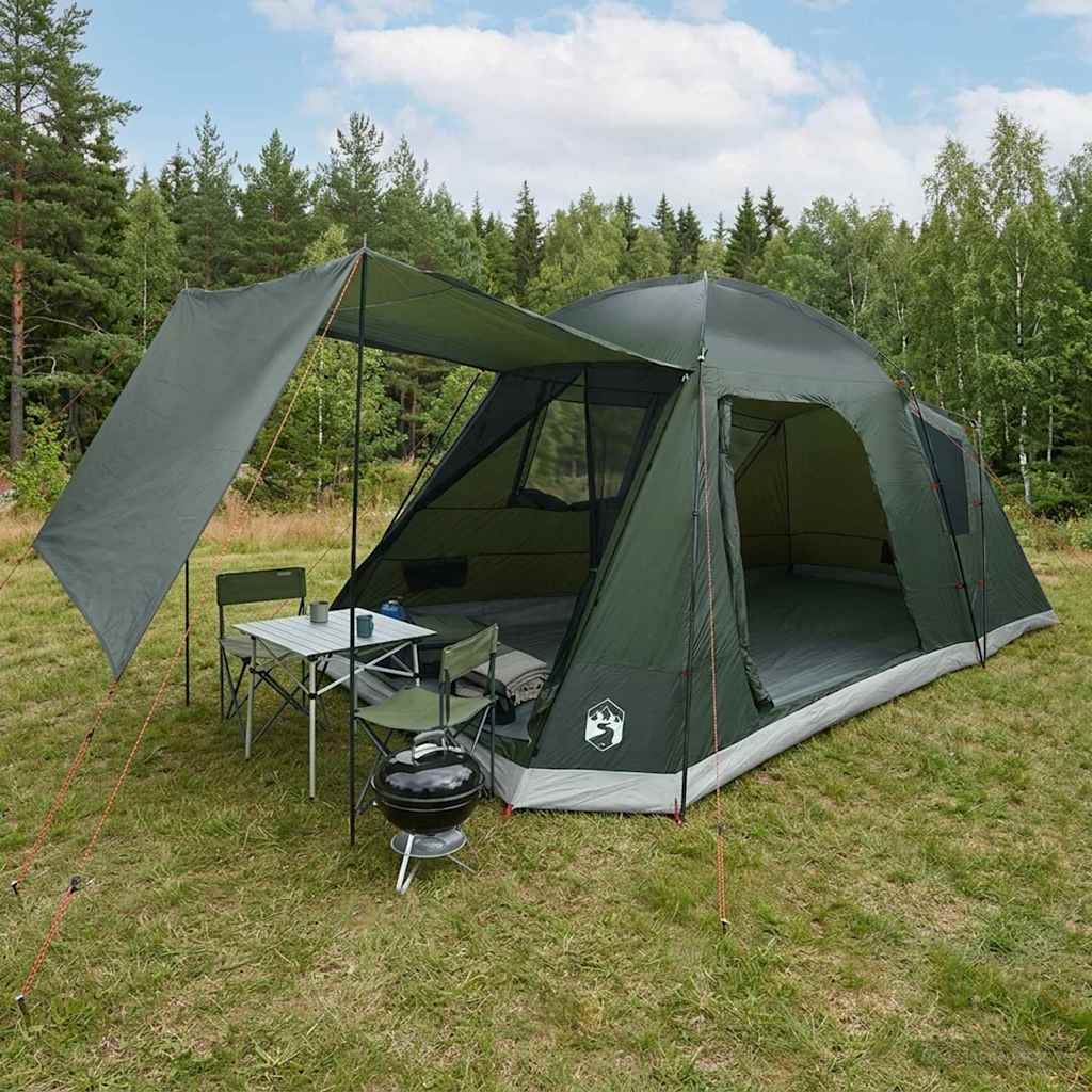 Hyttetelt med tak Army grønn 8 personer Polyester og stål