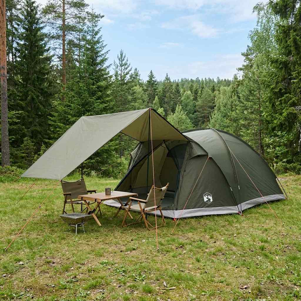 Hyttetelt med tak Army grønn 6 personer Polyester og stål