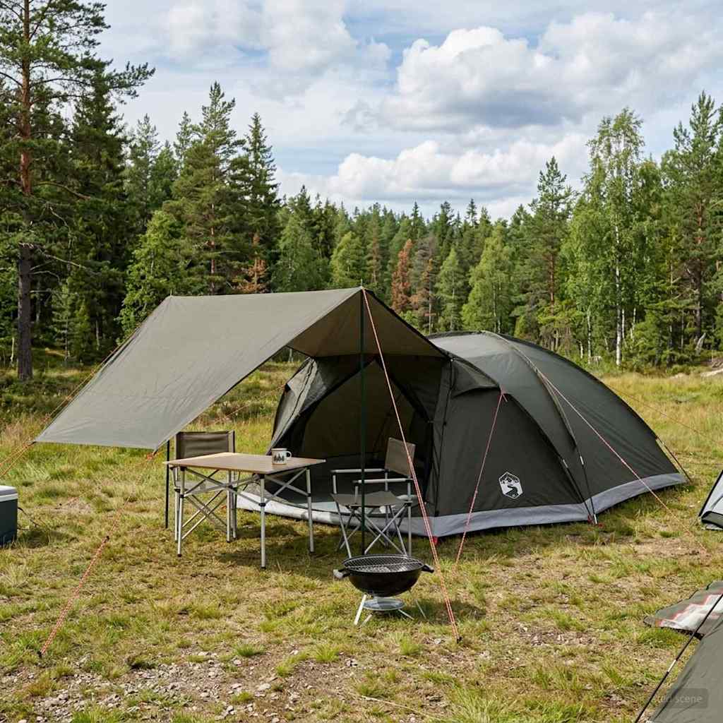 Hyttetelt med tak Army grønn 8 personer Polyester og stål