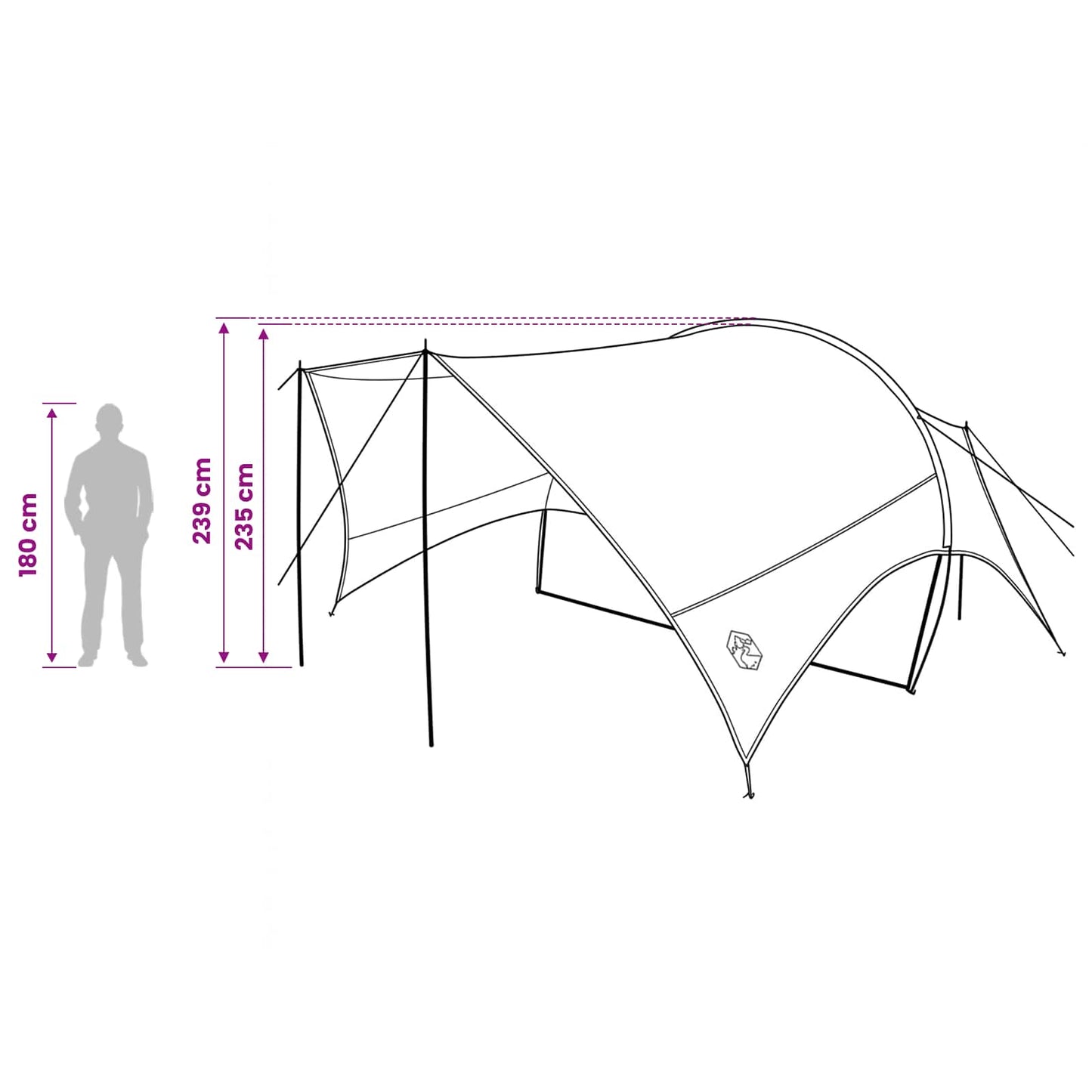 Camping tarp vanntett Blå 550 x 400 x 230 cm