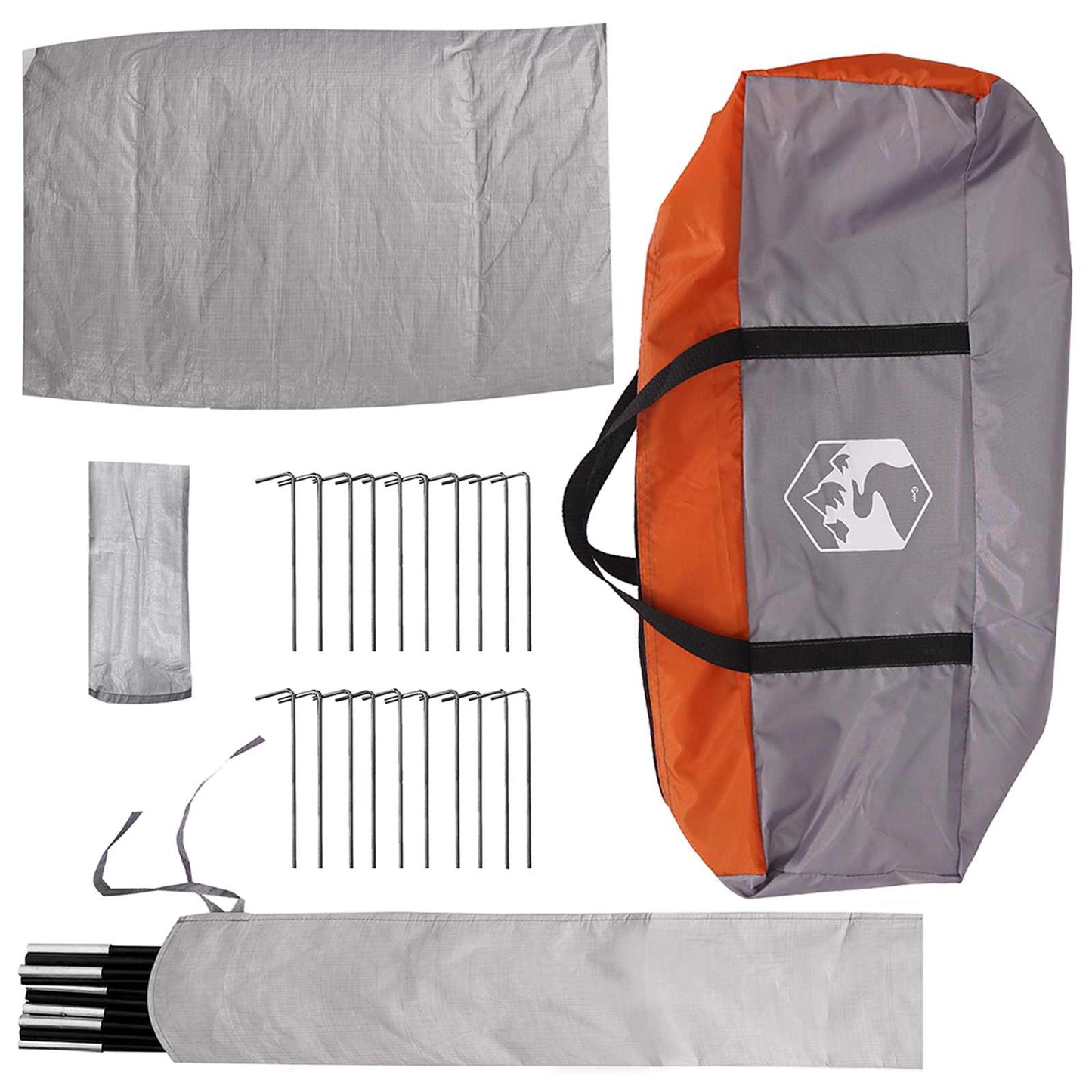Tipi telt med tak Grå og Oransje 6 personer Polyester og stål