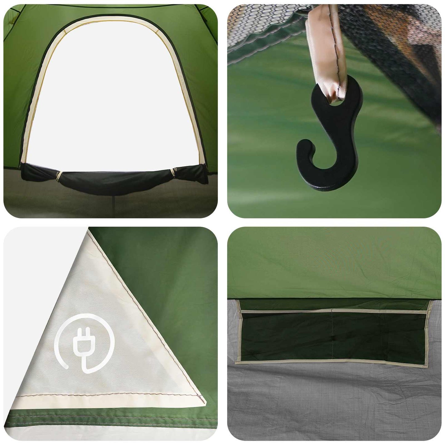 Camping Telt med tak med luftventil Grønn 190 x 140 x 105 cm