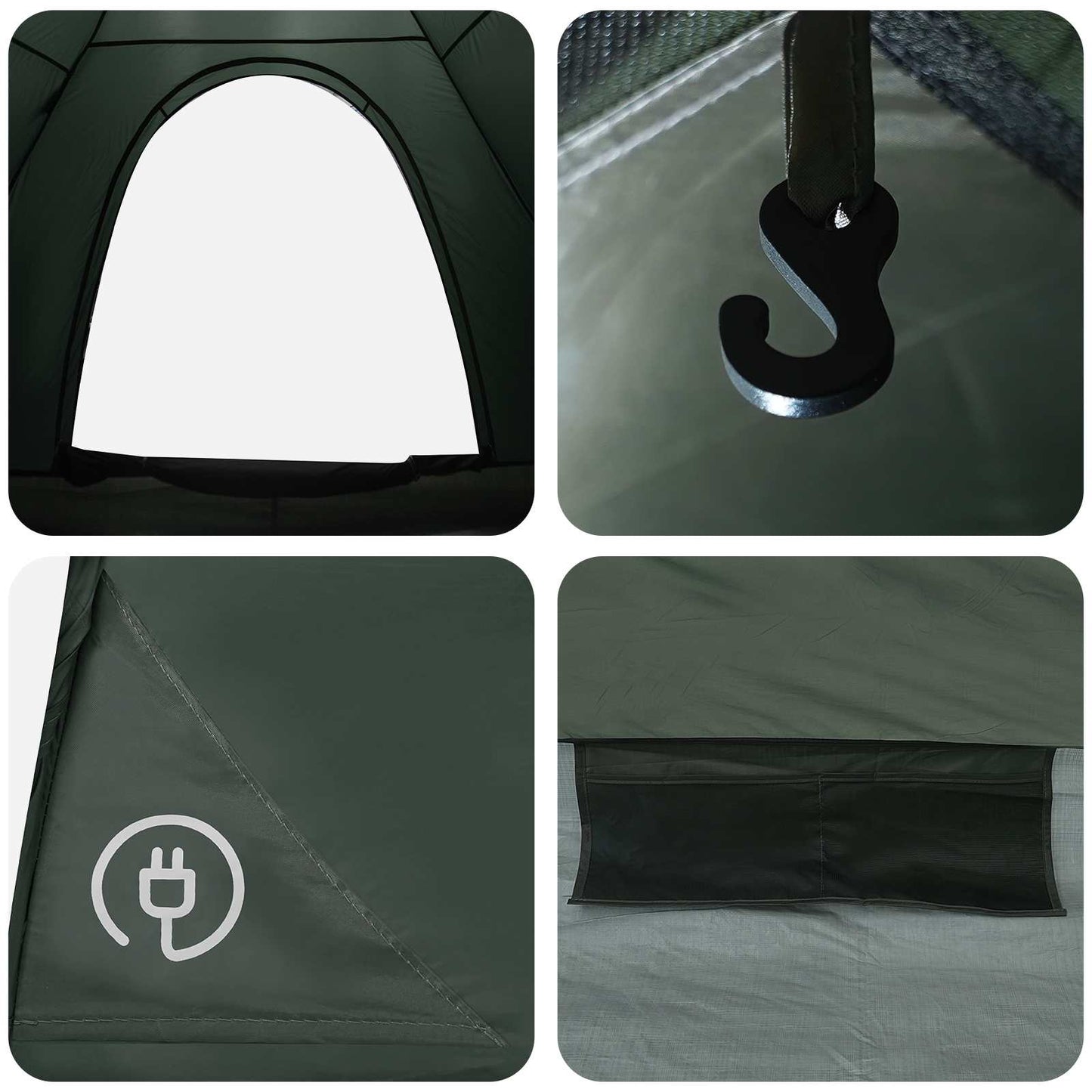 Camping Telt med tak Army grønn 190 x 140 x 105 cm