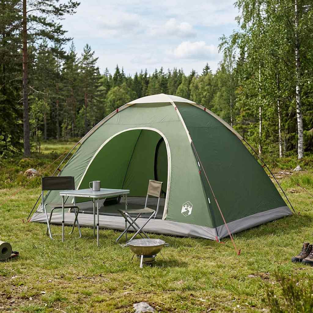 Camping Telt med tak med luftventil Grønn 335 x 275 x 180 cm