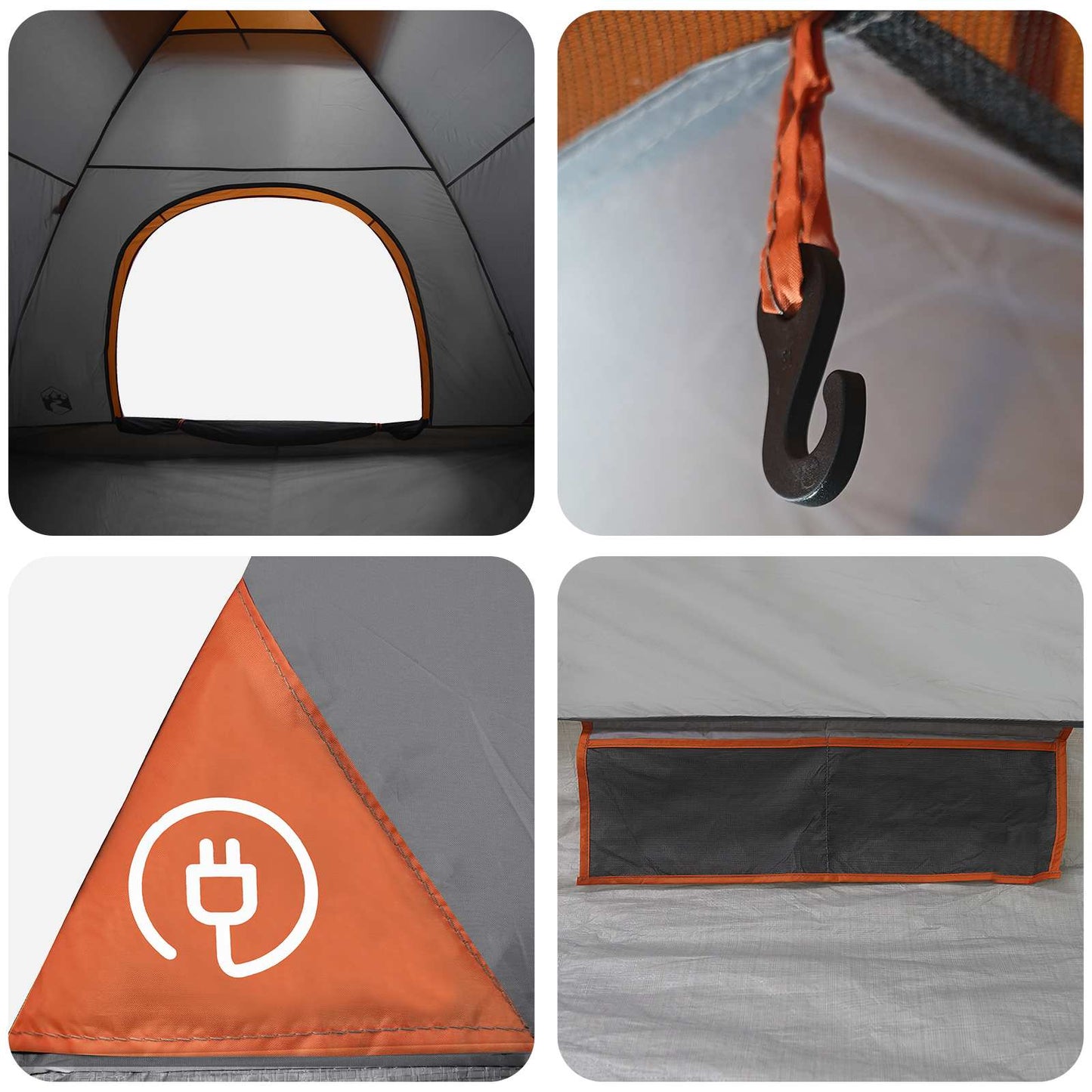 Camping Telt med tak Grå og Oransje 335 x 275 x 180 cm