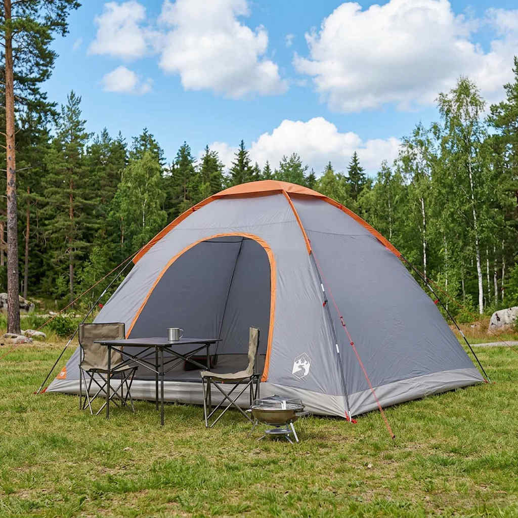 Camping Telt med tak Grå og Oransje 335 x 275 x 180 cm