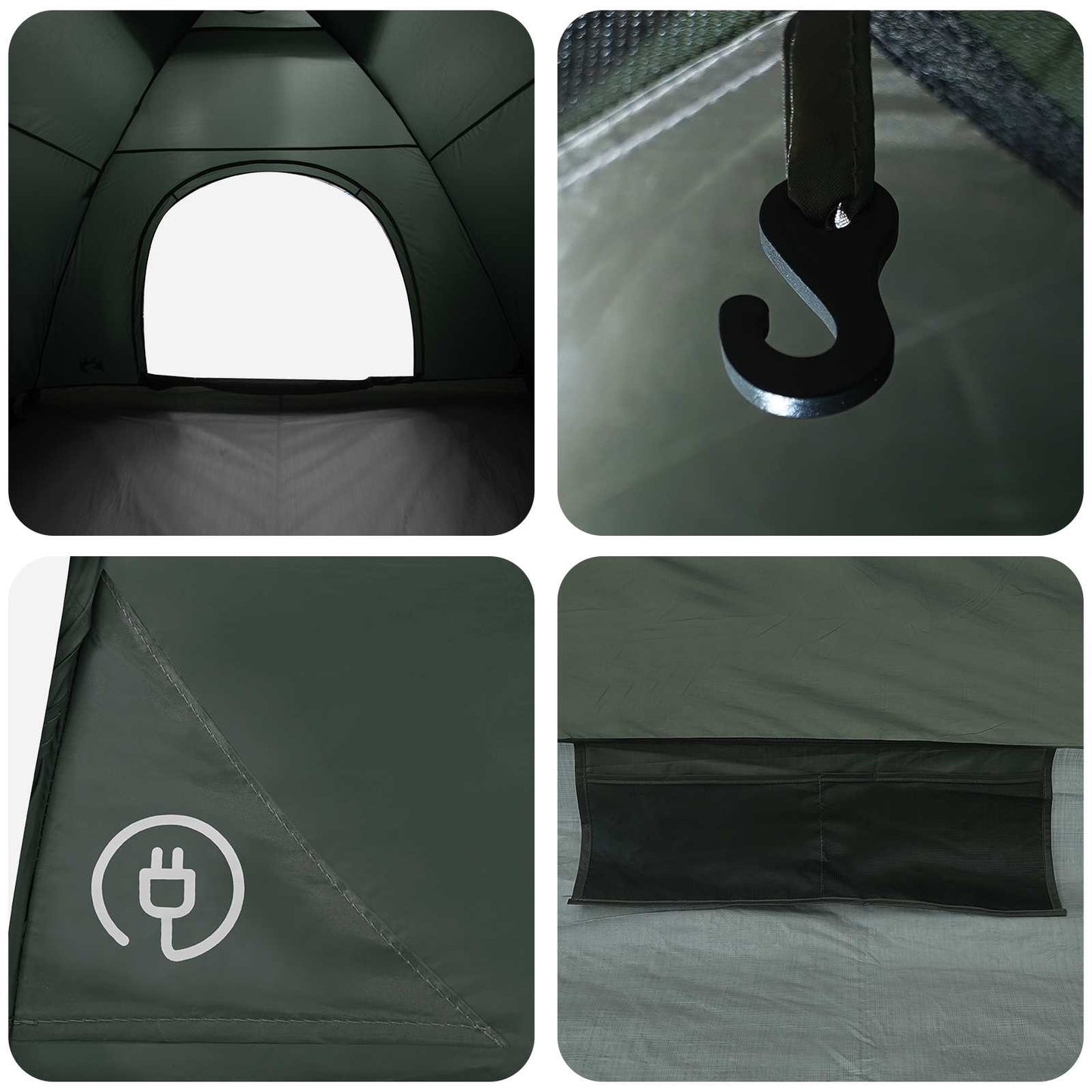 Camping Telt med tak Army grønn 335 x 275 x 180 cm