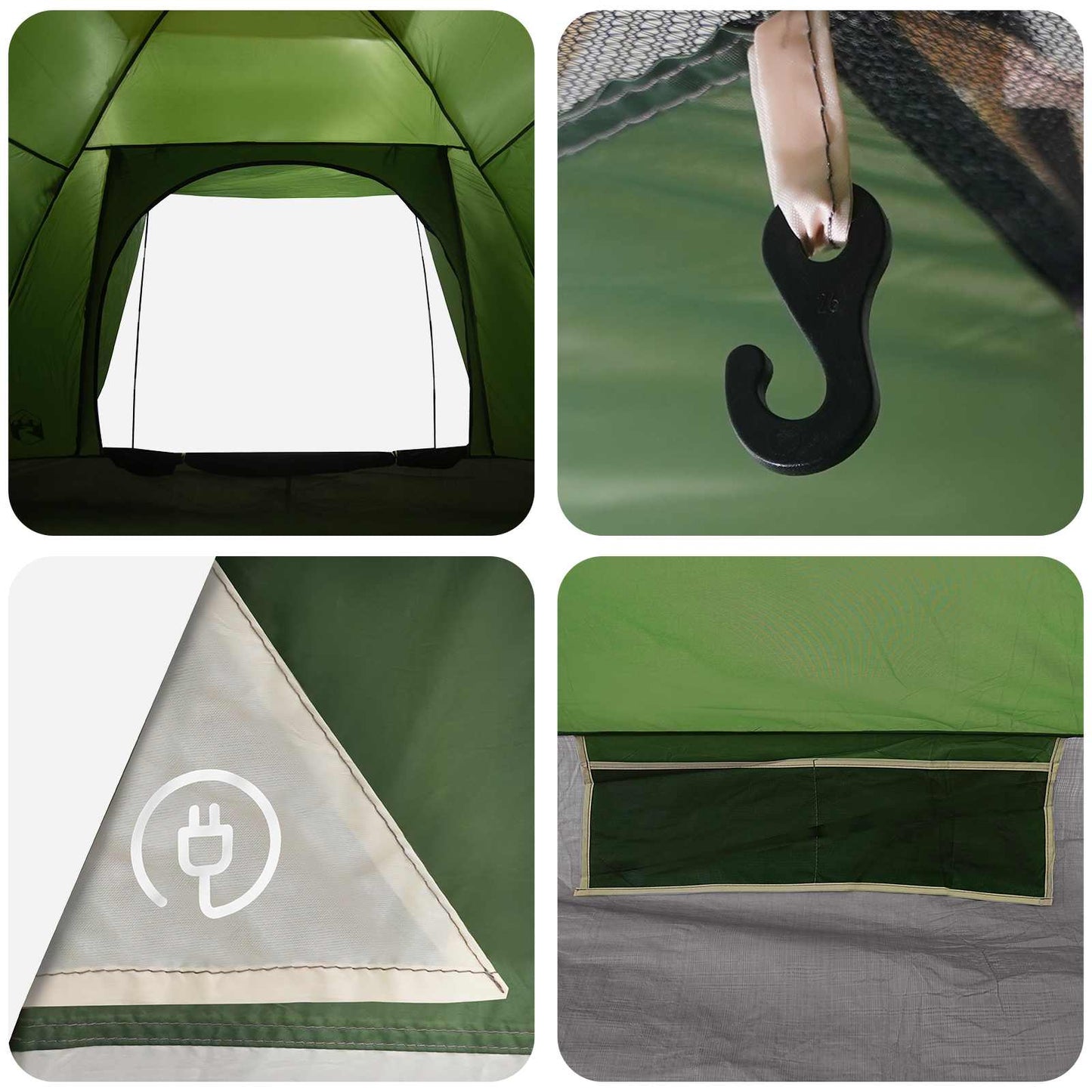 Camping Telt med tak Grønn 4 personer Polyester og stål