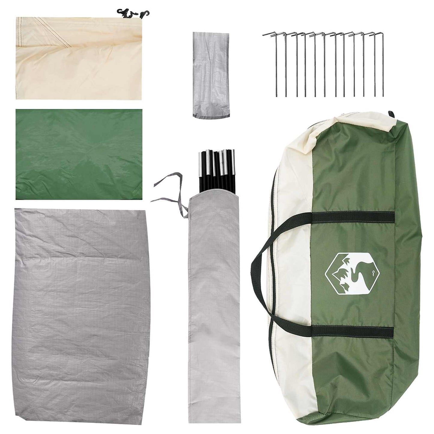 Camping Telt med tak Grønn 6 personer Polyester og stål