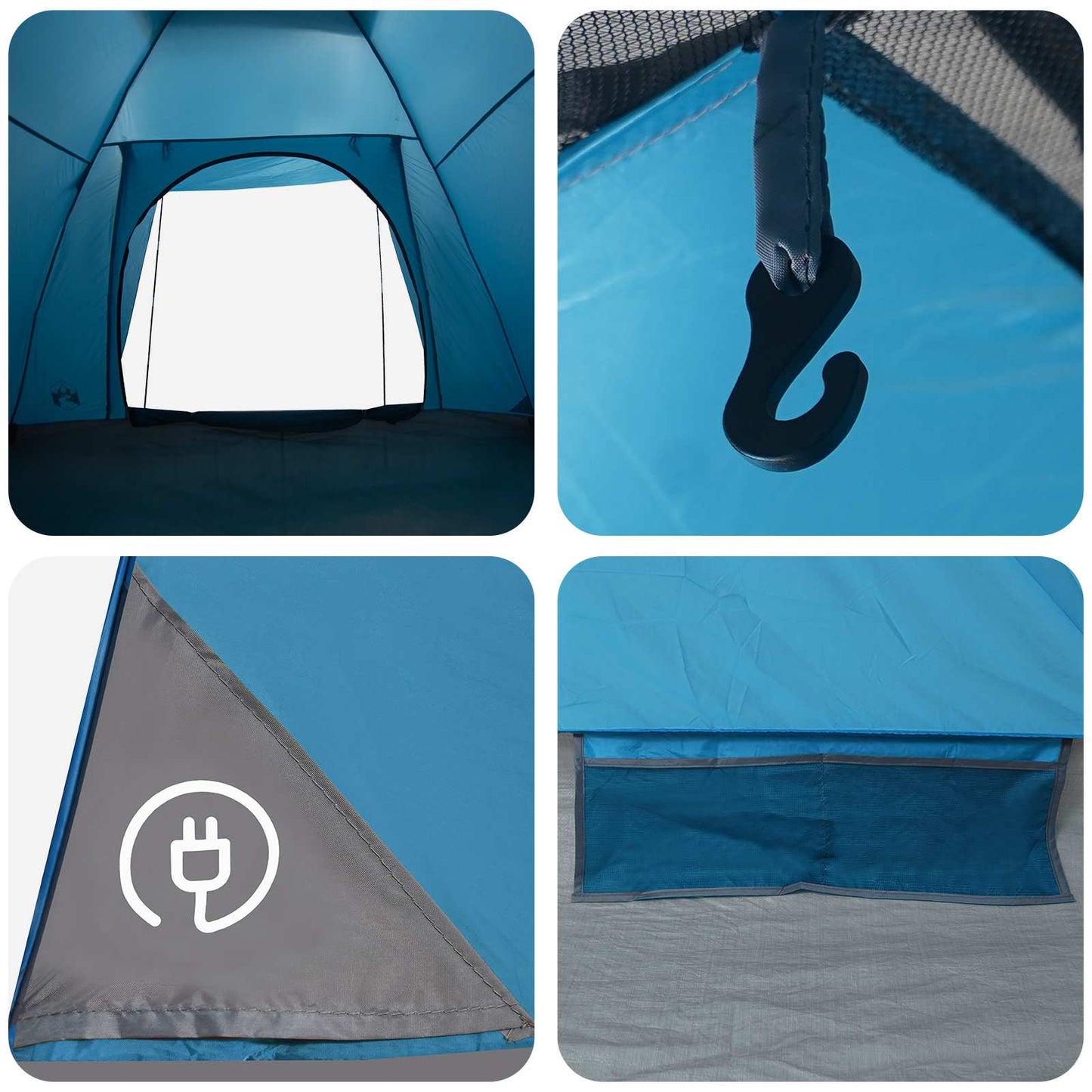 Camping Telt med tak Blå 6 personer Polyester og stål