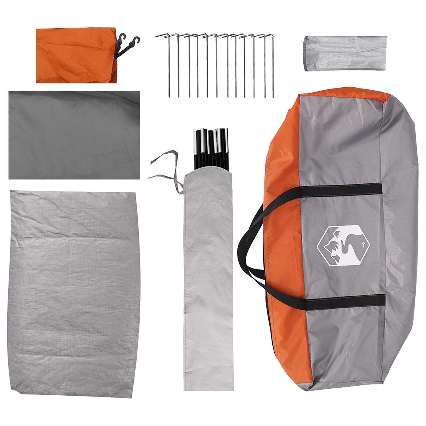 Camping Telt Grå og Oransje 6 personer Polyester og stål