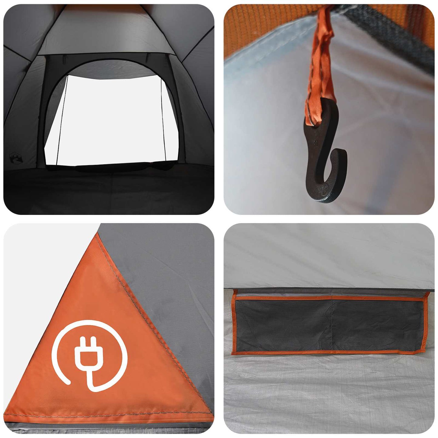 Camping Telt Grå og Oransje 6 personer Polyester og stål