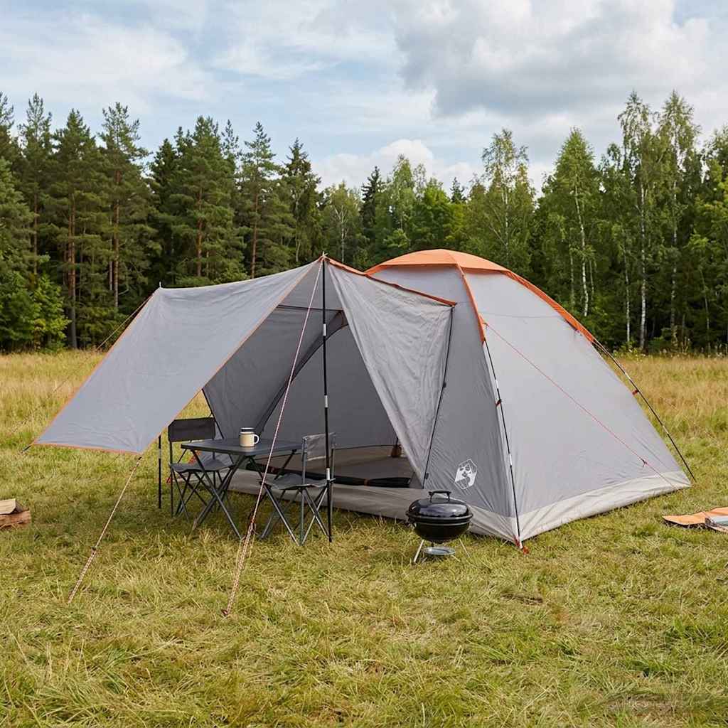 Camping Telt Grå og Oransje 6 personer Polyester og stål