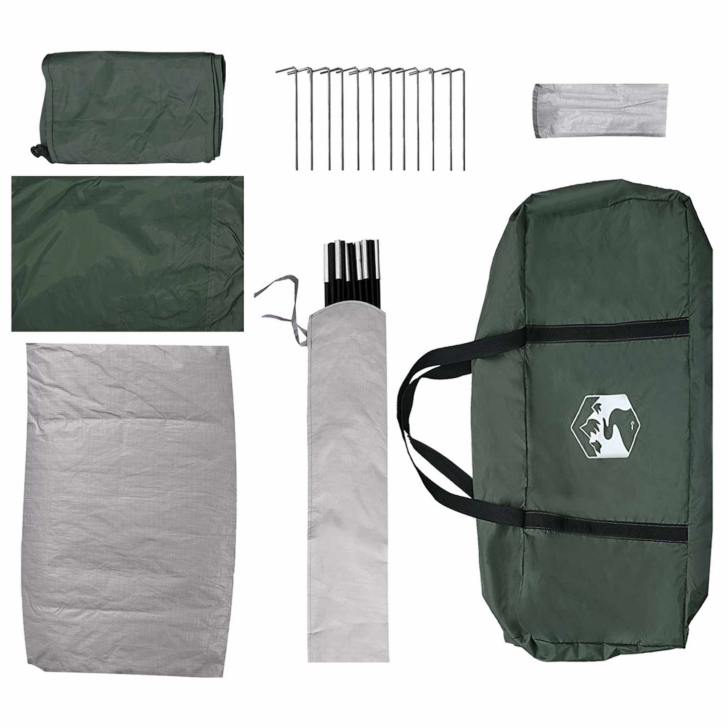 Camping Telt Army grønn 335 x 275 x 180 cm Polyester og stål