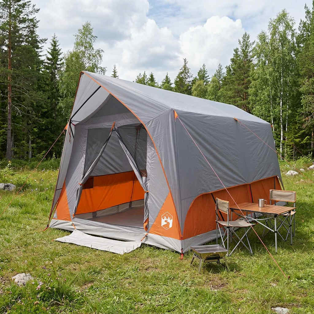 Tunneltelt med tak Grå og Oransje 8 personer Polyester og stål
