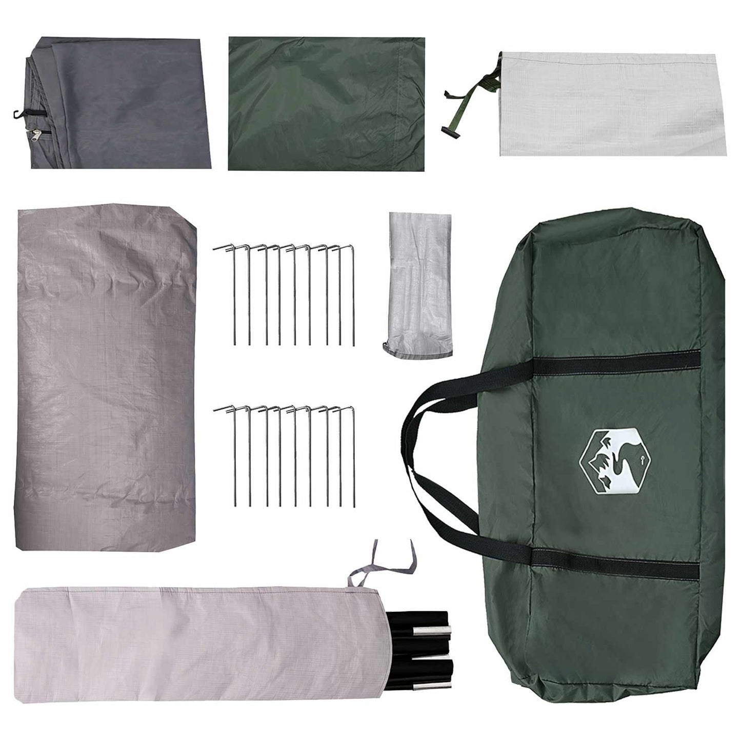 Tunneltelt med tak Army grønn 8 personer Polyester og stål