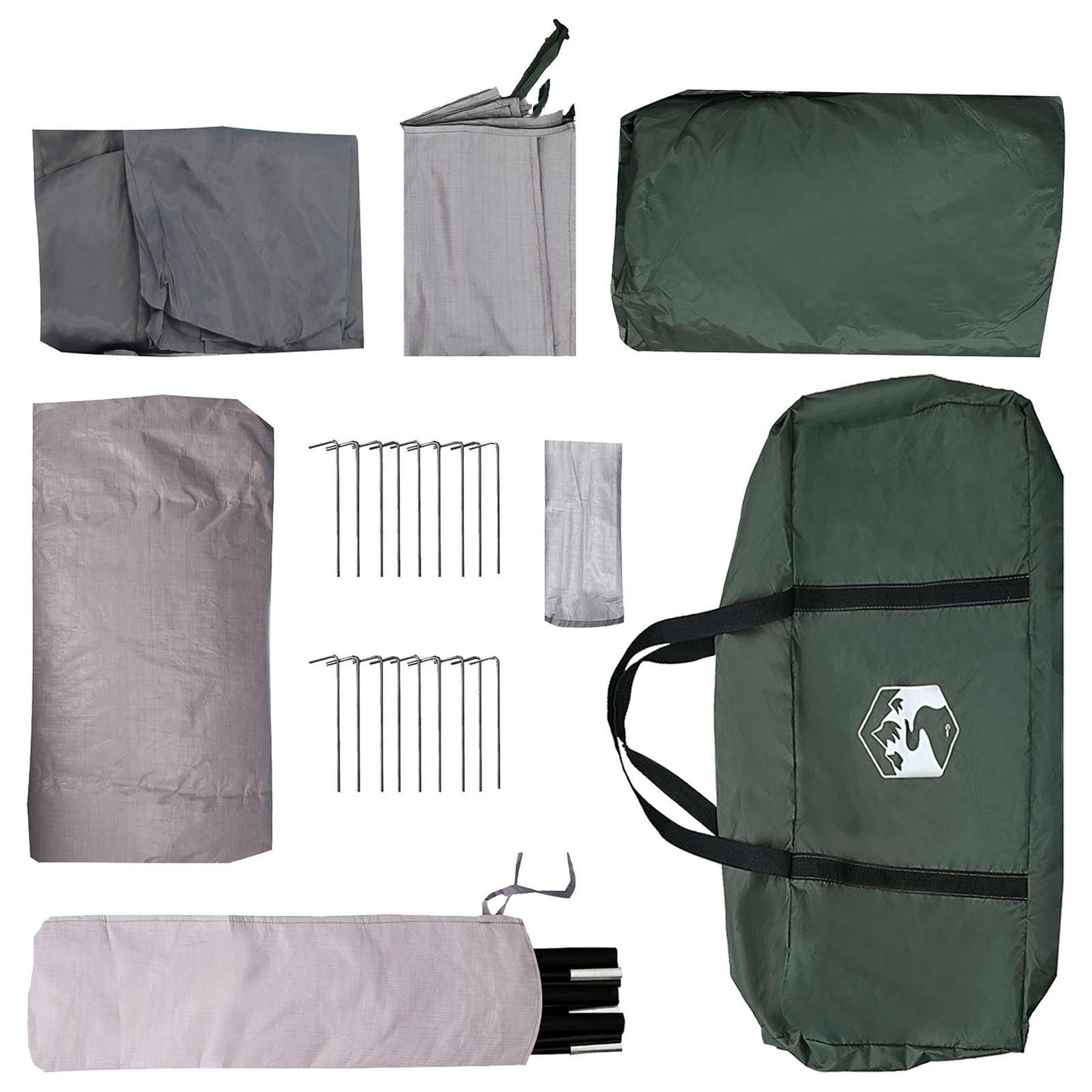 Tunneltelt Army grønn 366 x 244 x 198 cm Polyester og stål