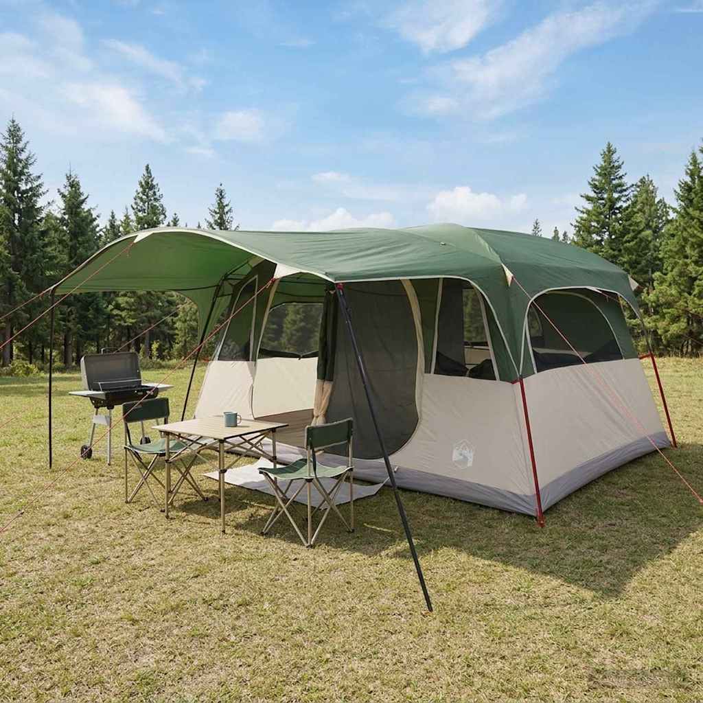 Tunneltelt med tak Grønn 427 x 305 x 205 cm Polyester og stål