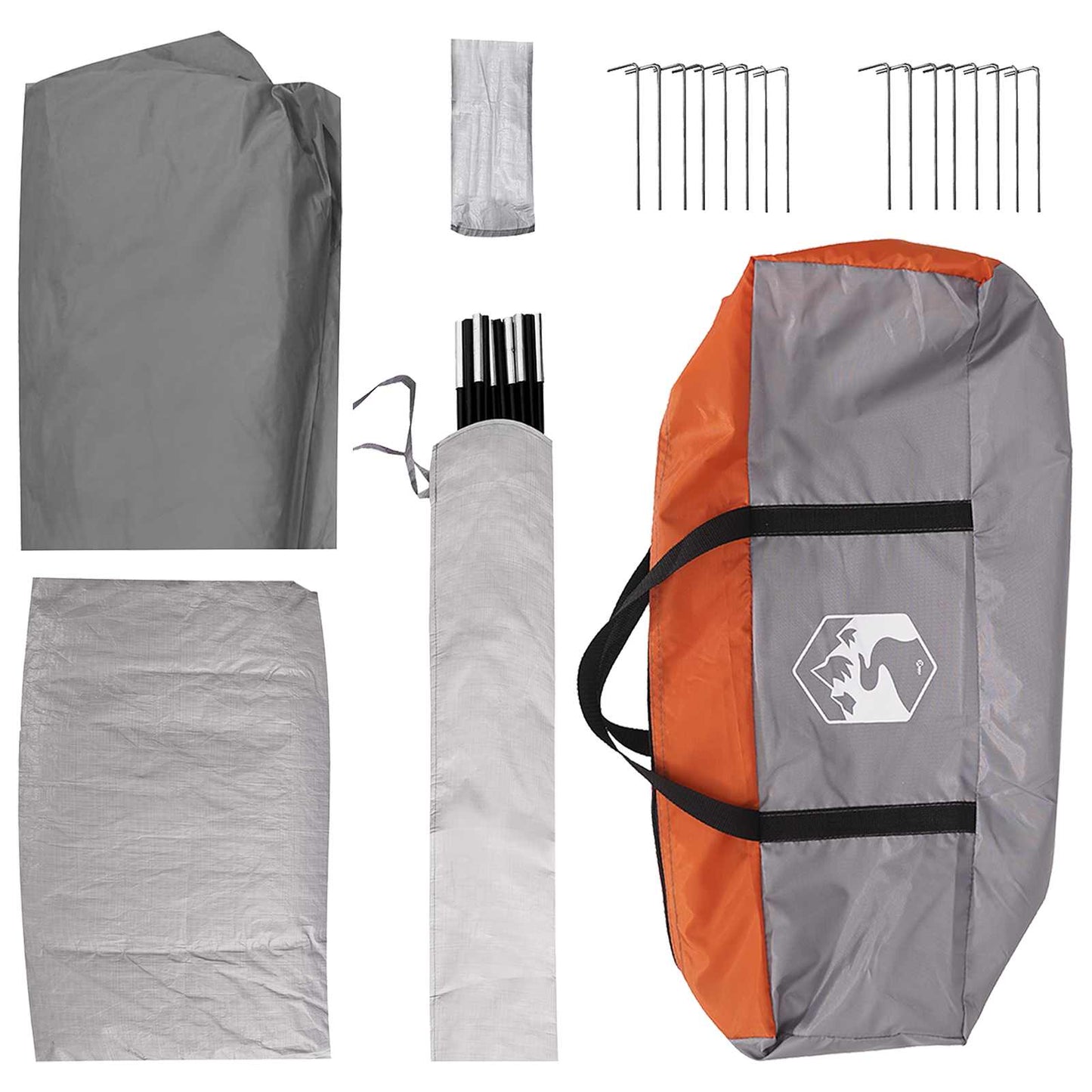 Familietelt Grå og Oransje 487 x 340 x 216 cm Polyester og stål