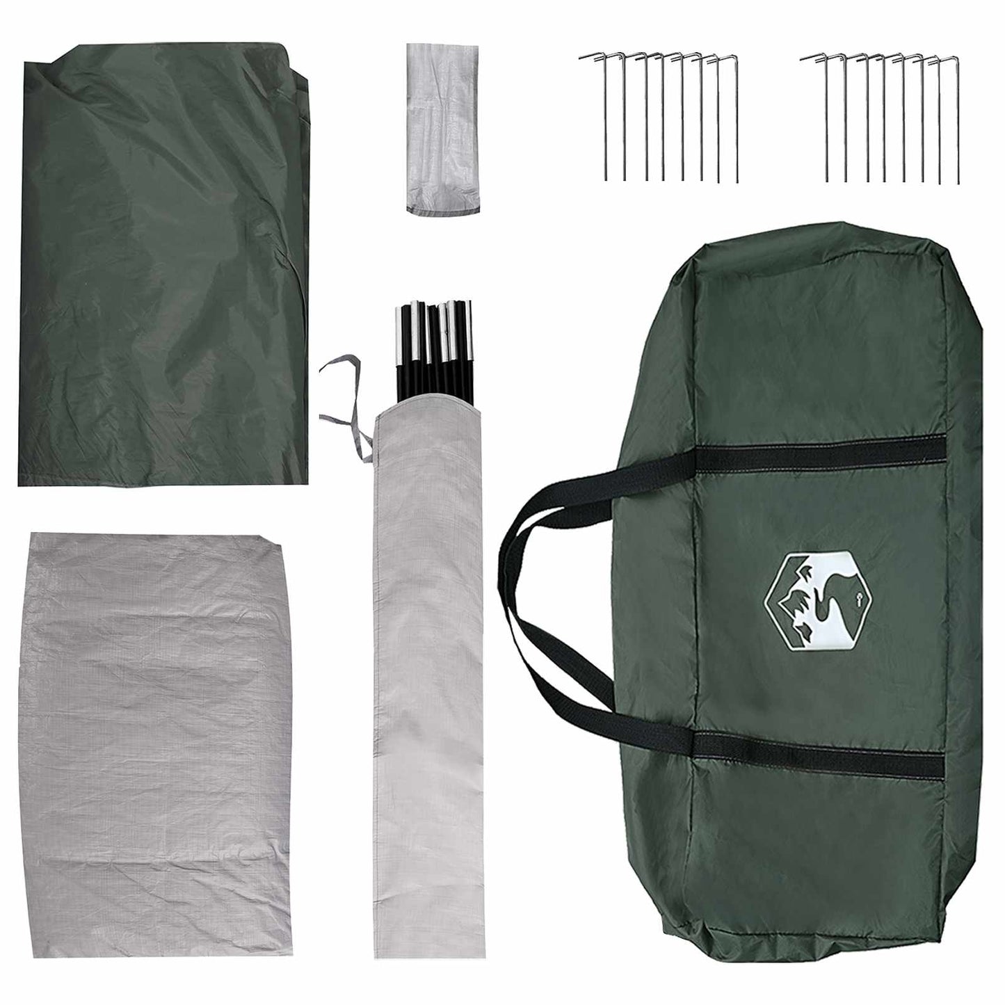 Familietelt Army grønn 487 x 340 x 216 cm Polyester og stål
