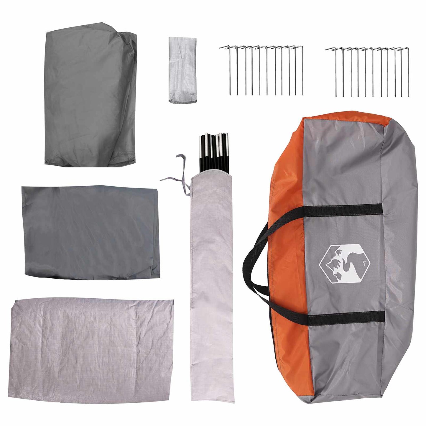 Tunneltelt Grå og Oransje 370 x 275 x 210 cm Polyester og stål