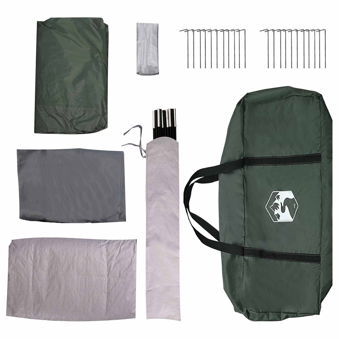 Tunneltelt Army grønn 370 x 275 x 210 cm Polyester og stål