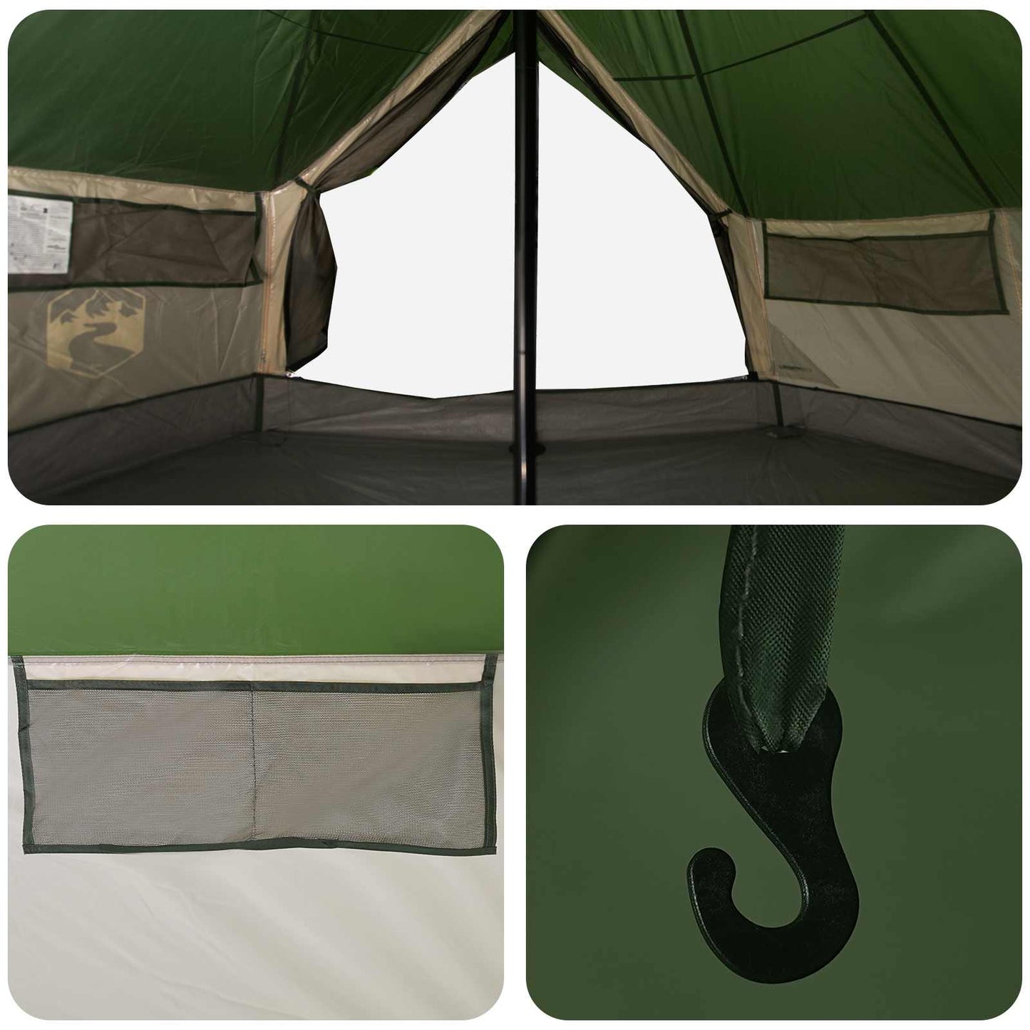 Tipi telt med tak Grønn 700 x 700 x 395 cm Polyester og stål