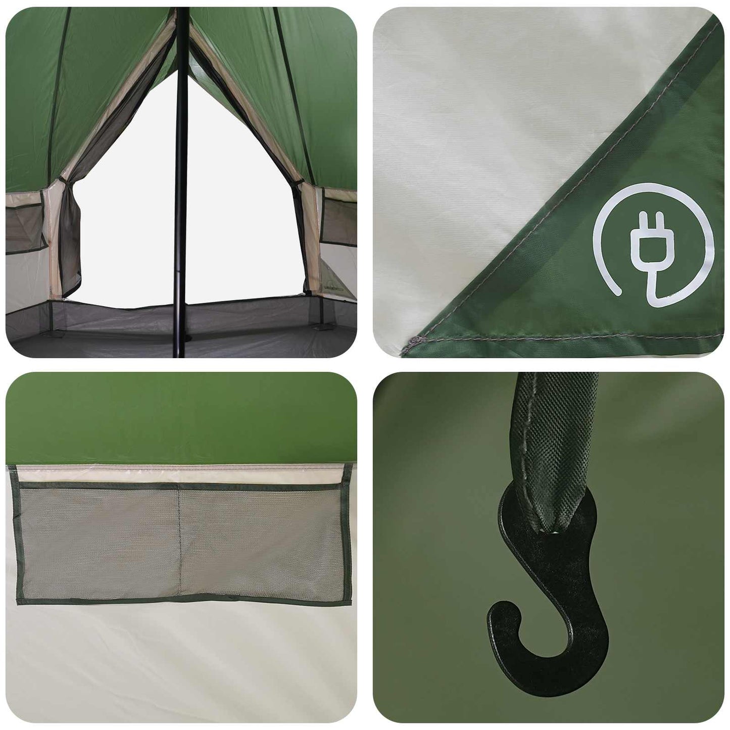 Tipi telt med tak Grønn 250 x 250 cm Polyester og stål