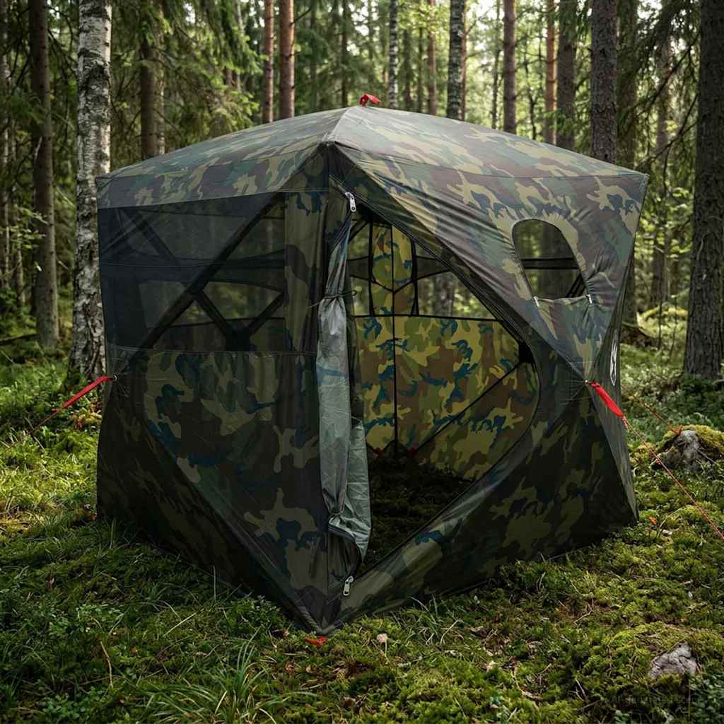 Jakt-telt Kamuflasje 143 x 143 x 165 cm Polyester og stål
