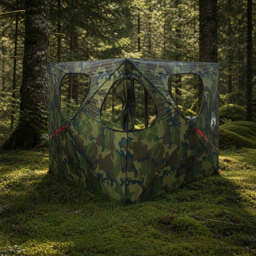 Jakt-telt Kamuflasje 145 x 145 x 150 cm Polyester og stål