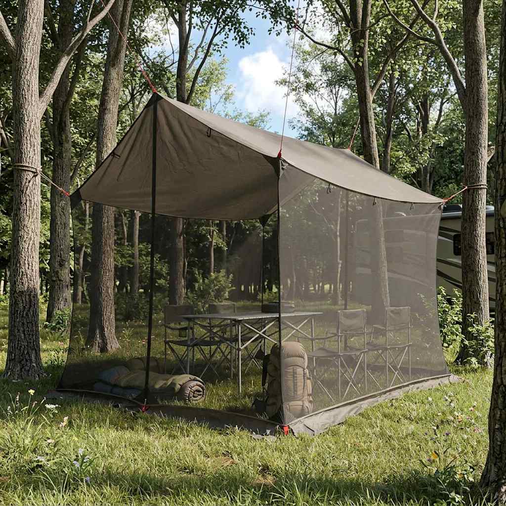 Camping tarp med nettingvegger Brun grå 270 x 210 x 210 cm
