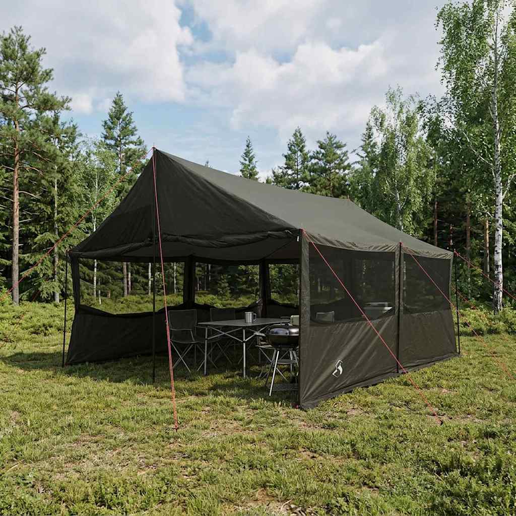 Familietelt Brun grå 450 x 400 x 265 cm Polyester og stål