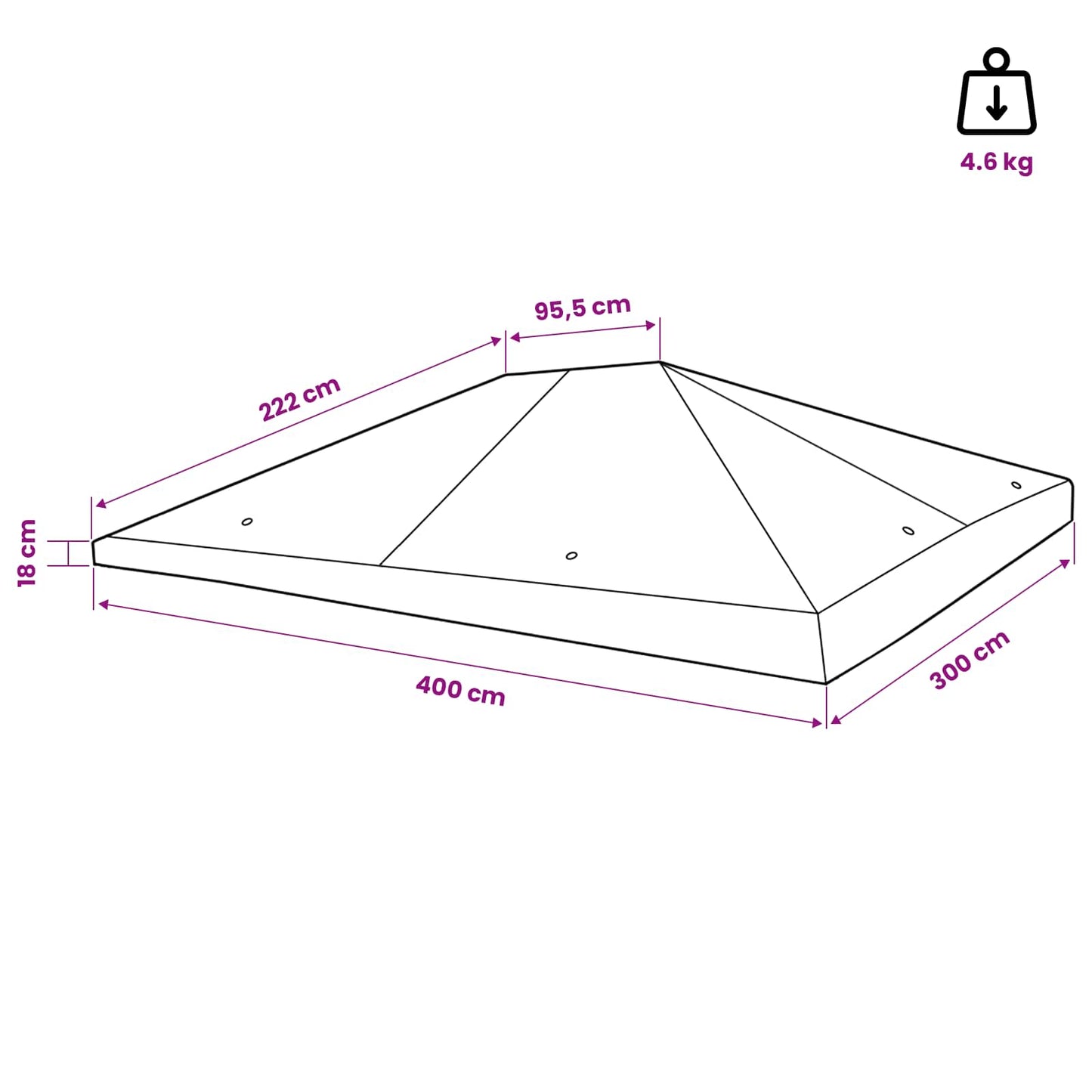 Gazebo Deksel 300 x 400 cm Blå