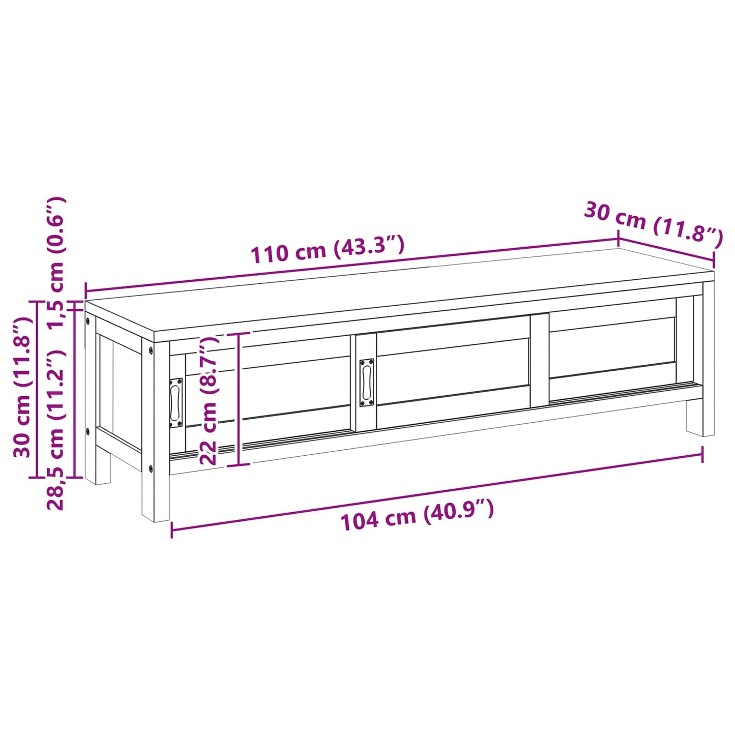 TV-skap 110 x 30 x 30 cm Massivt Teaktre Naturlig