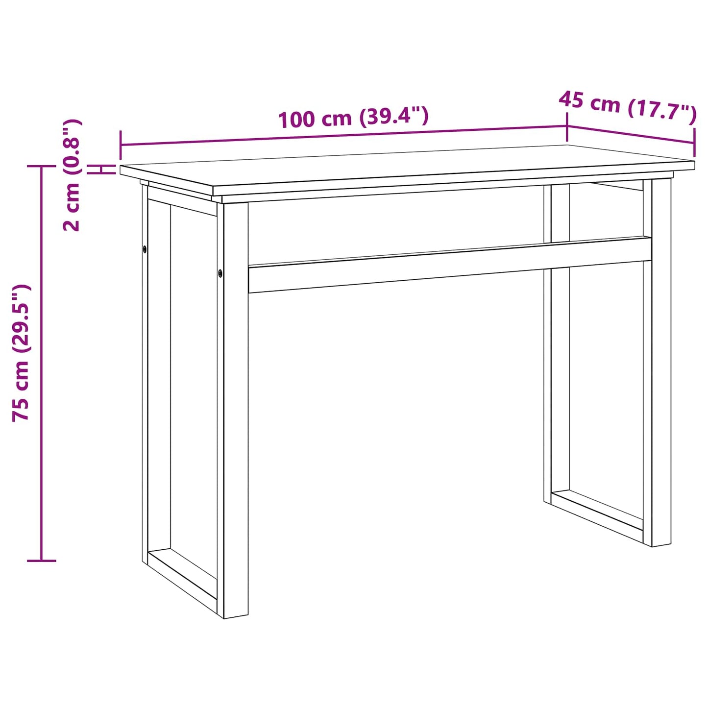 Skrivebord Naturlig Massivt Teaktre 100 x 45 x 75cm