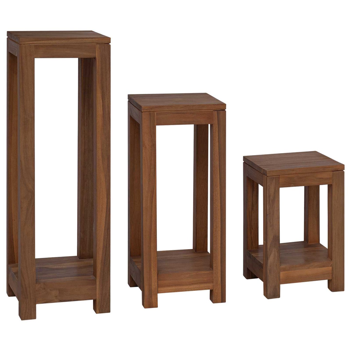 Planteholder 3 stk. Naturlig 25 x 25 x 80 cm Massivt Teaktre